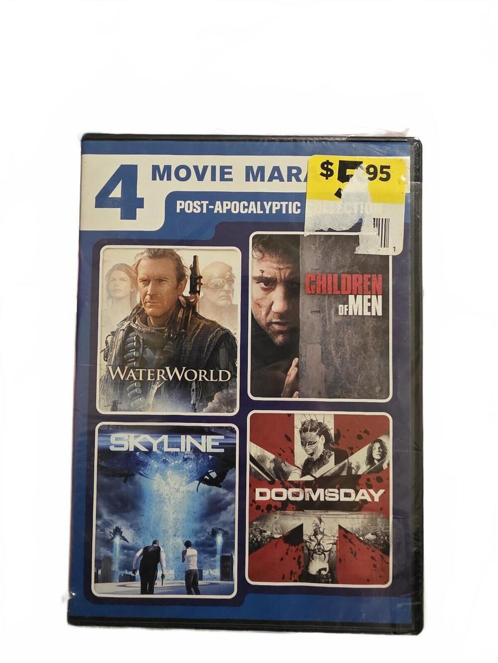 4 Movie Marathon Post-Apocalyptic DVD Set - Waterworld, Children of Men, Skyline